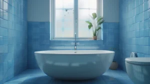 salle de bains bleu